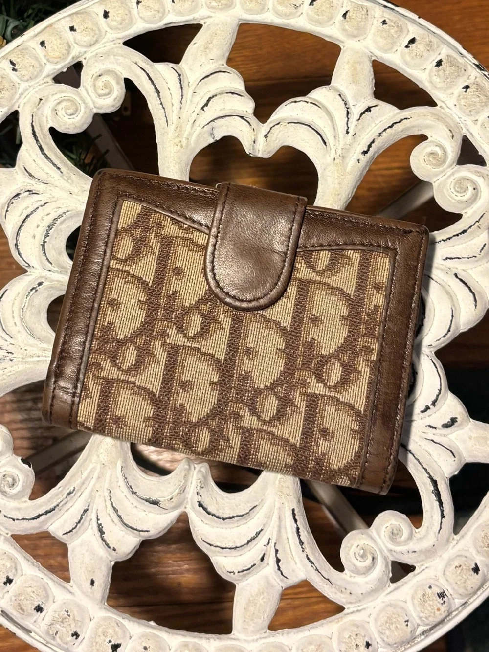Vintage Christian Dior Oblique Canvas Bifold Wallet in Brown